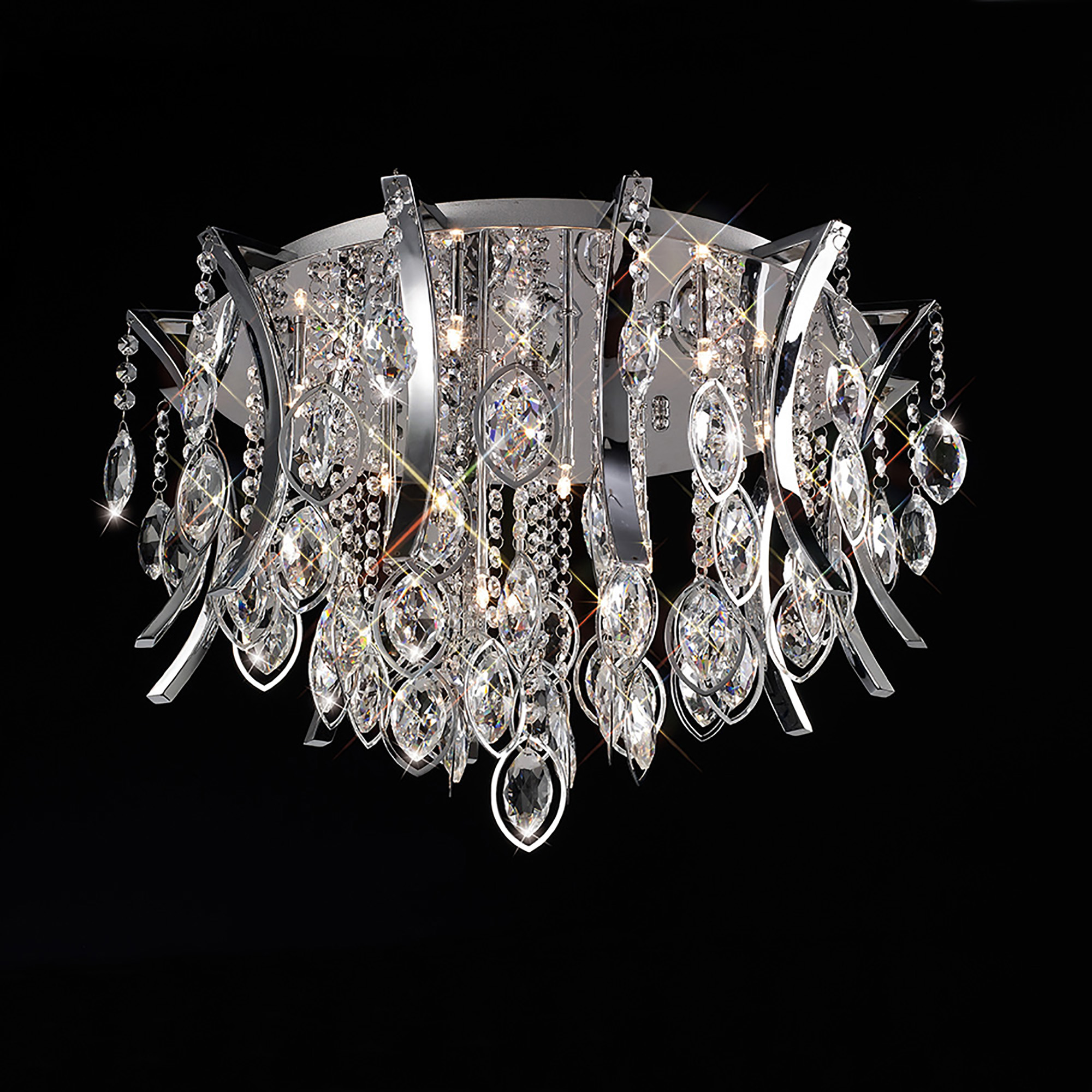 Mios Crystal Ceiling Lights Diyas Flush Crystal Fittings